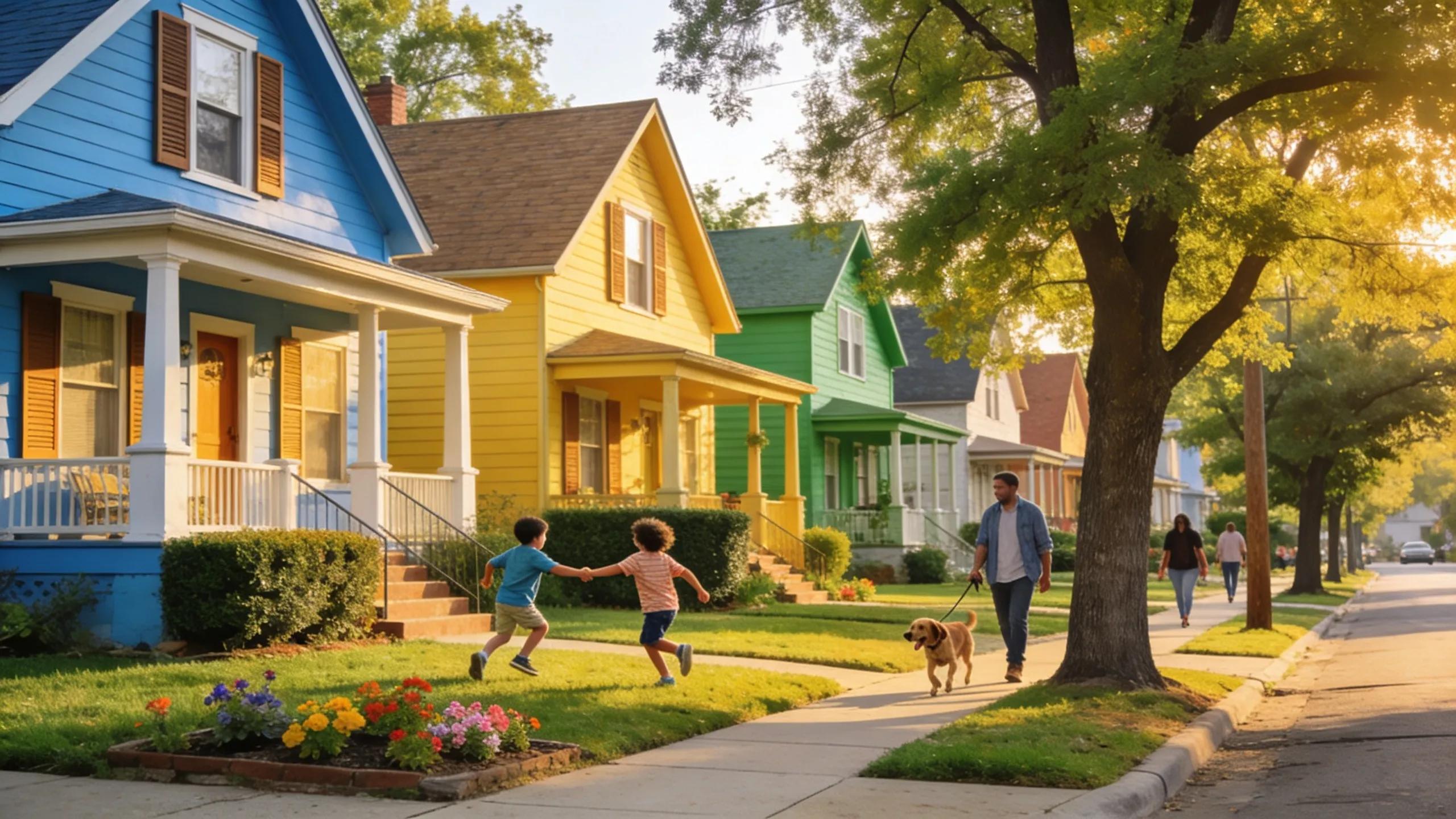 Vibrant Dallas neighborhood with affordable homes and families enjoying the community